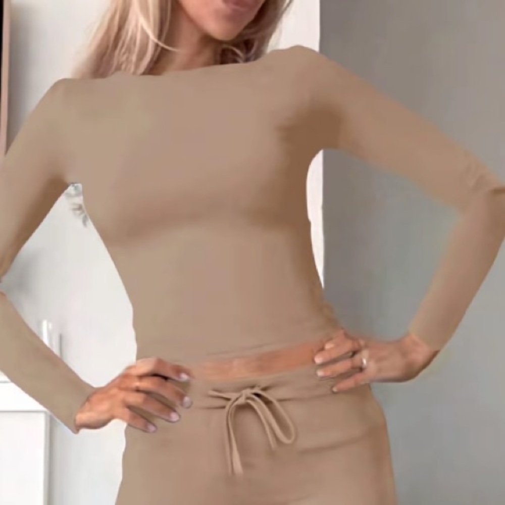 Women's Taupe Wide-Leg Drawstring Pants